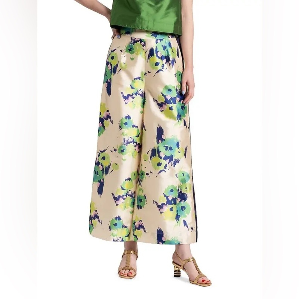 FRANCES VALENTINE 
Palazzo Wide-Leg Floral Pants - Green Multi